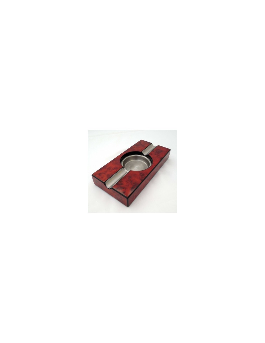 Cendrier cigare métal et bois rouge 2 fumeurs - Le Comptoir des Aficionados