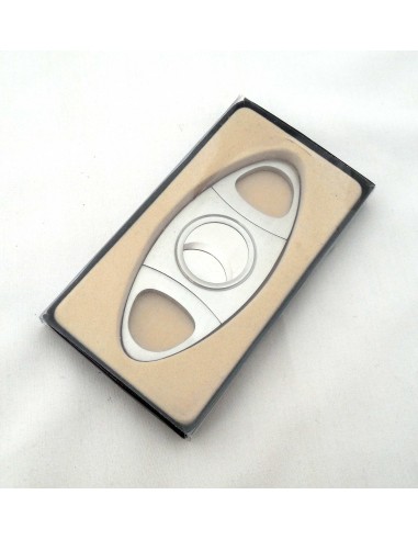 Coupe cigare double lame acier brossé bouts ovales